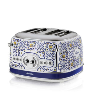 Ariete Capri 4 Slice Mediterranean Style Toaster - White and Blue Retro Design