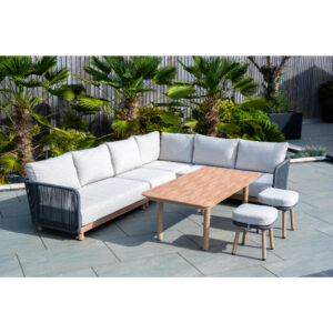Norfolk Leisure BUXTON -Rope Weave Corner Set with High Table and 2 Stools