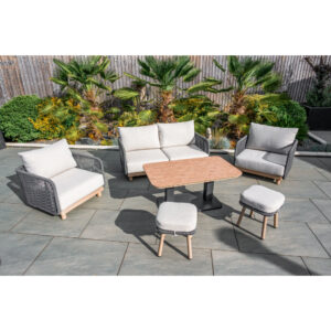 Norfolk Leisure BUXTON - Rope Weave 2 Seater Sofa Set with Piller Coffee Table and 2 Stools