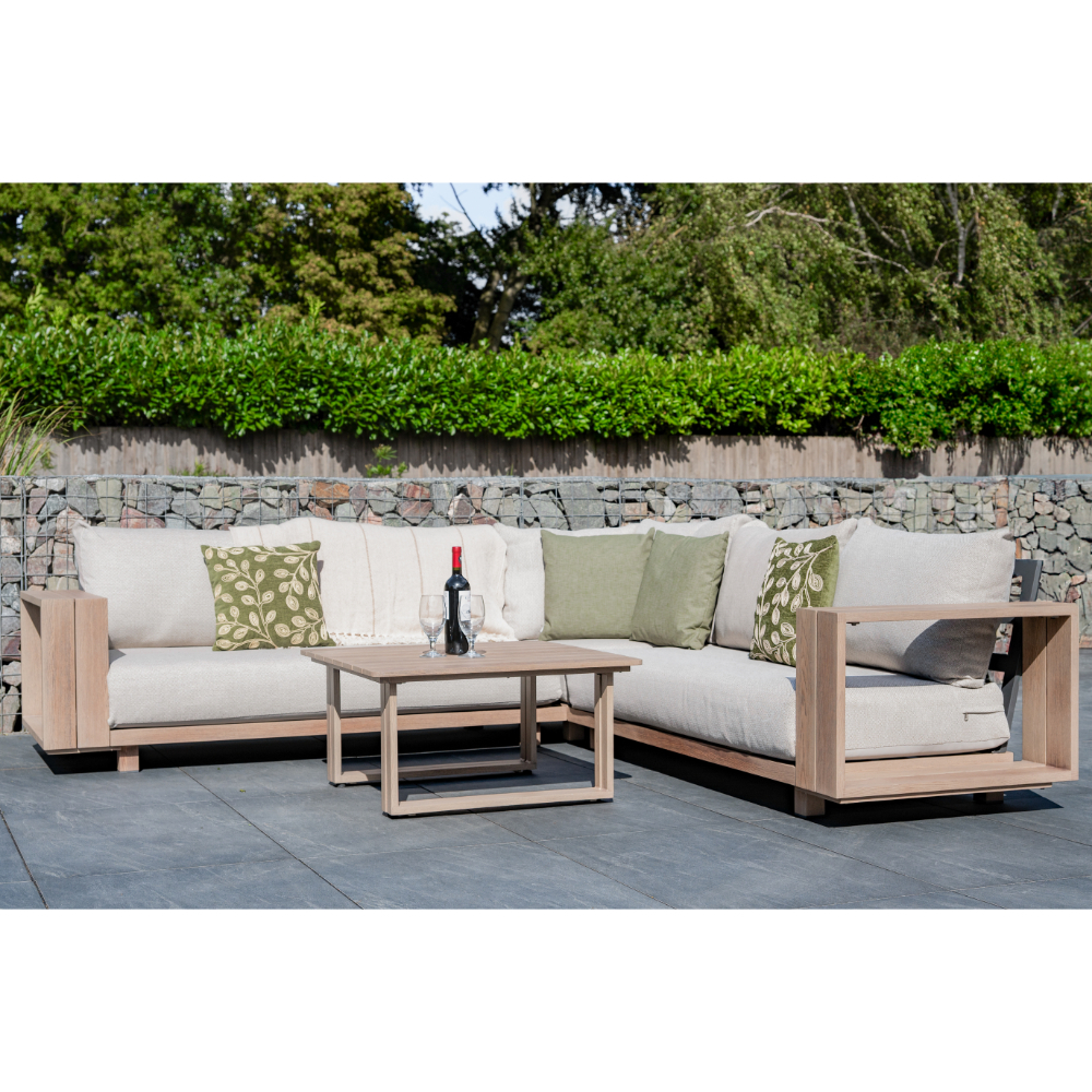 Norfolk Leisure DARLINGTON - Woodlook Aluminium Corner Set with Coffee Table