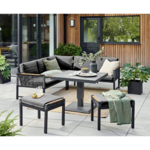 Norfolk Leisure Bellmount Mini Corner Rope Aluminium Set With Gas Adjust Table and 2 Small Stools