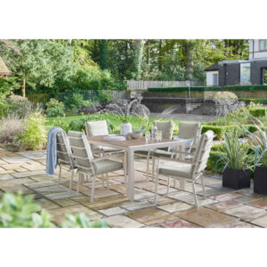 Norfolk Leisure Easton Beige  6 Seater Dining Set with Poly Wood Table Top and Sides