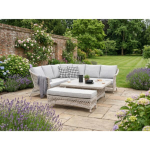 Norfolk Leisure COTSWOLD - Wicker comfort corner set with 2 benches and square height adjustable table