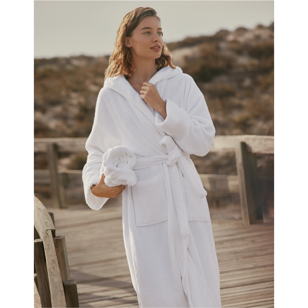 The White Company Unisex Hydrocotton Hooded Robe - Large Regular White