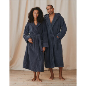The White Company Unisex Hydrocotton Hooded Robe - Xlarge Navy