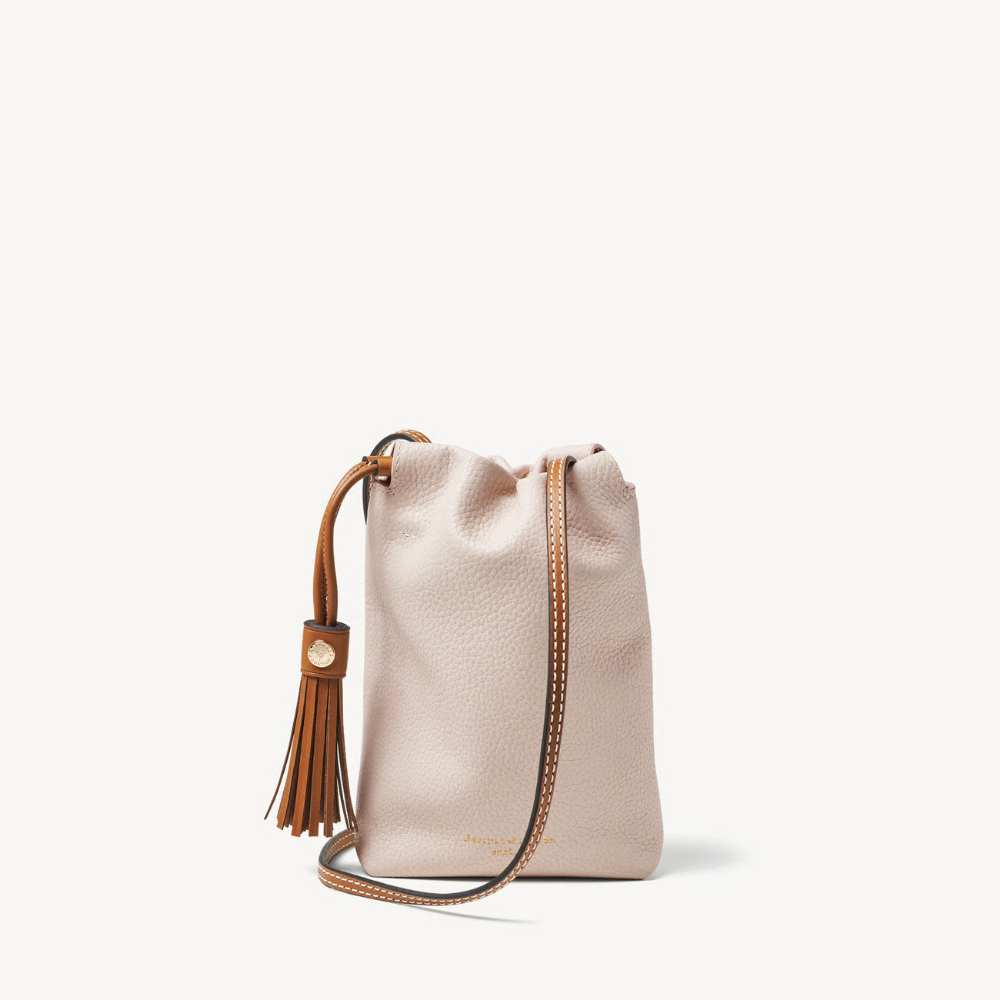 Aspinal of London Hudson Crossbody Pouch - Natural Milled Pebble & Smooth Tan