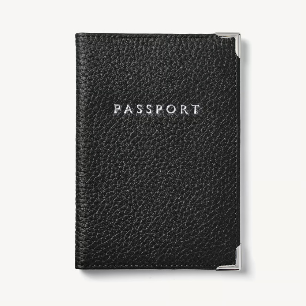Aspinal of London Passport Cover - Black Pebble