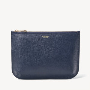 Aspinal of London Large Ella Pouch - Navy Pebble