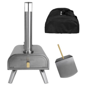 George Foreman Stainless Steel 16" Pizza Oven Wood Pellet with Paddle & Carry Bag