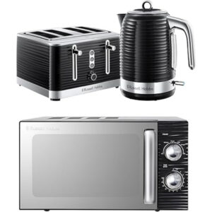 Russell Hobbs Black Inspire Bundle - Kettle, 4 Slice Toaster, And Microwave