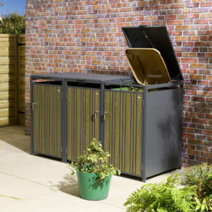 Rowlinson Wimbledon Triple Bin Store - Oak