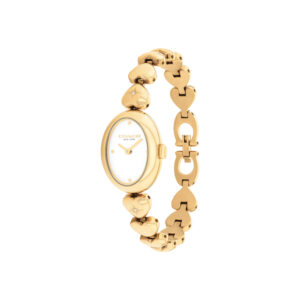 Sammy Gold Plated Heart Bracelet Watch With White Dial