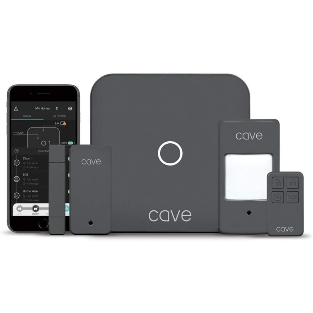 Veho Cave smart home security starter kit, includes hub, PIR and sensors and free Cave App