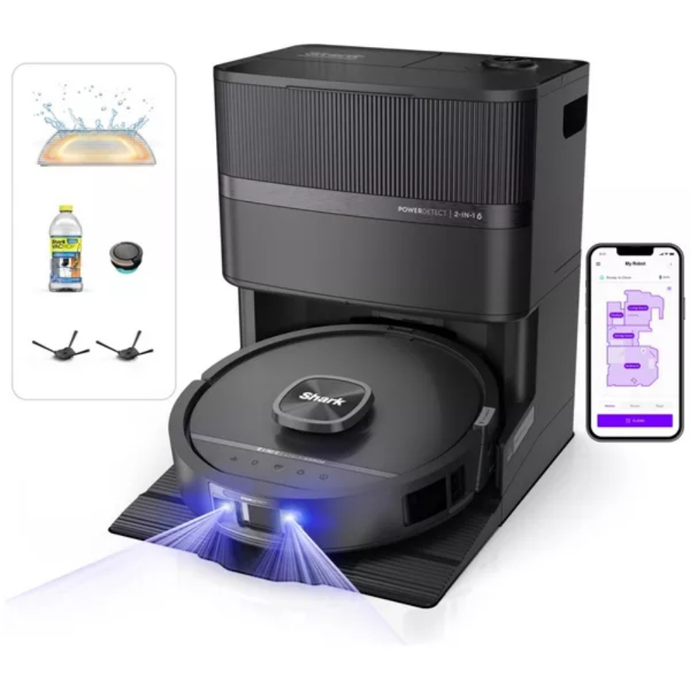 Shark PowerDetect UV Reveal 2-in-1 Vac & Mop Robot Vacuum RV3000XEUK – Black