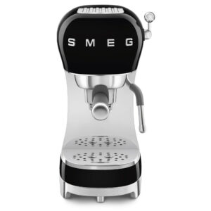 Smeg ECF02BLUK 50's Style Espresso Coffee Machine with Steam Wand, Black