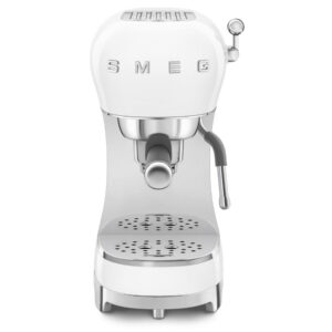 Smeg ECF02WHUK 50's Style Espresso Coffee Machine with Steam Wand, White